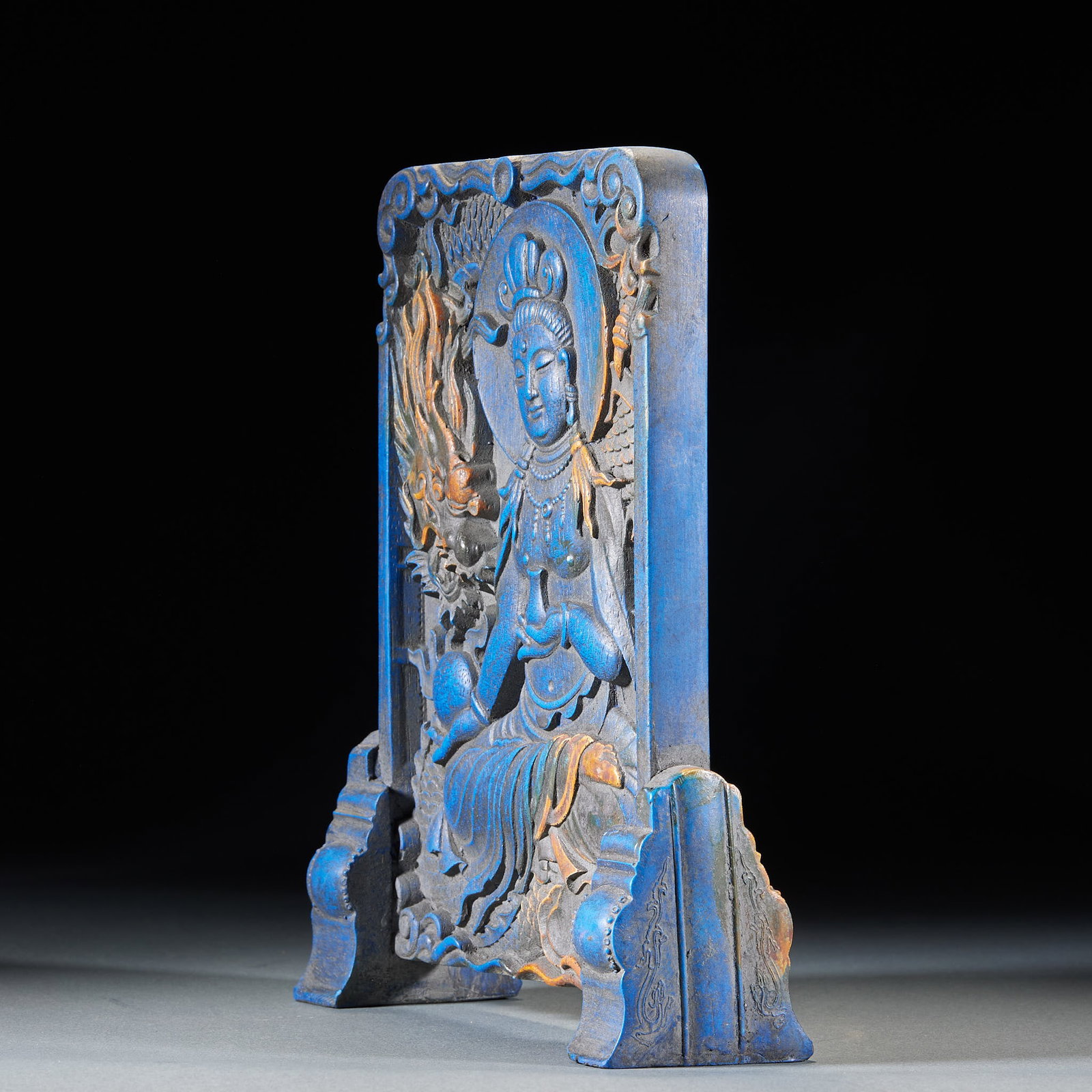 Lapis Lazuli Guanyin Table Screen - 4