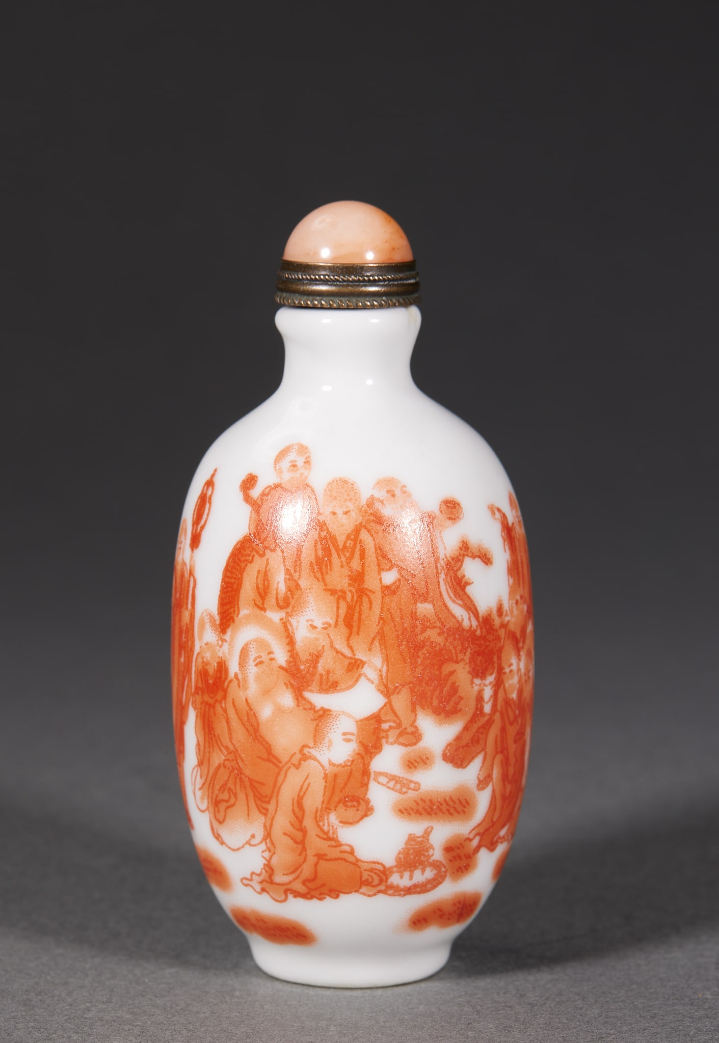 Qing Iron-Red Arhat Snuff Bottle - 3