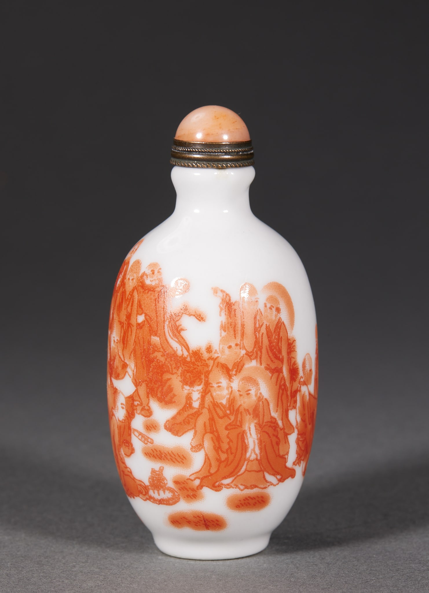 Qing Iron-Red Arhat Snuff Bottle - 4