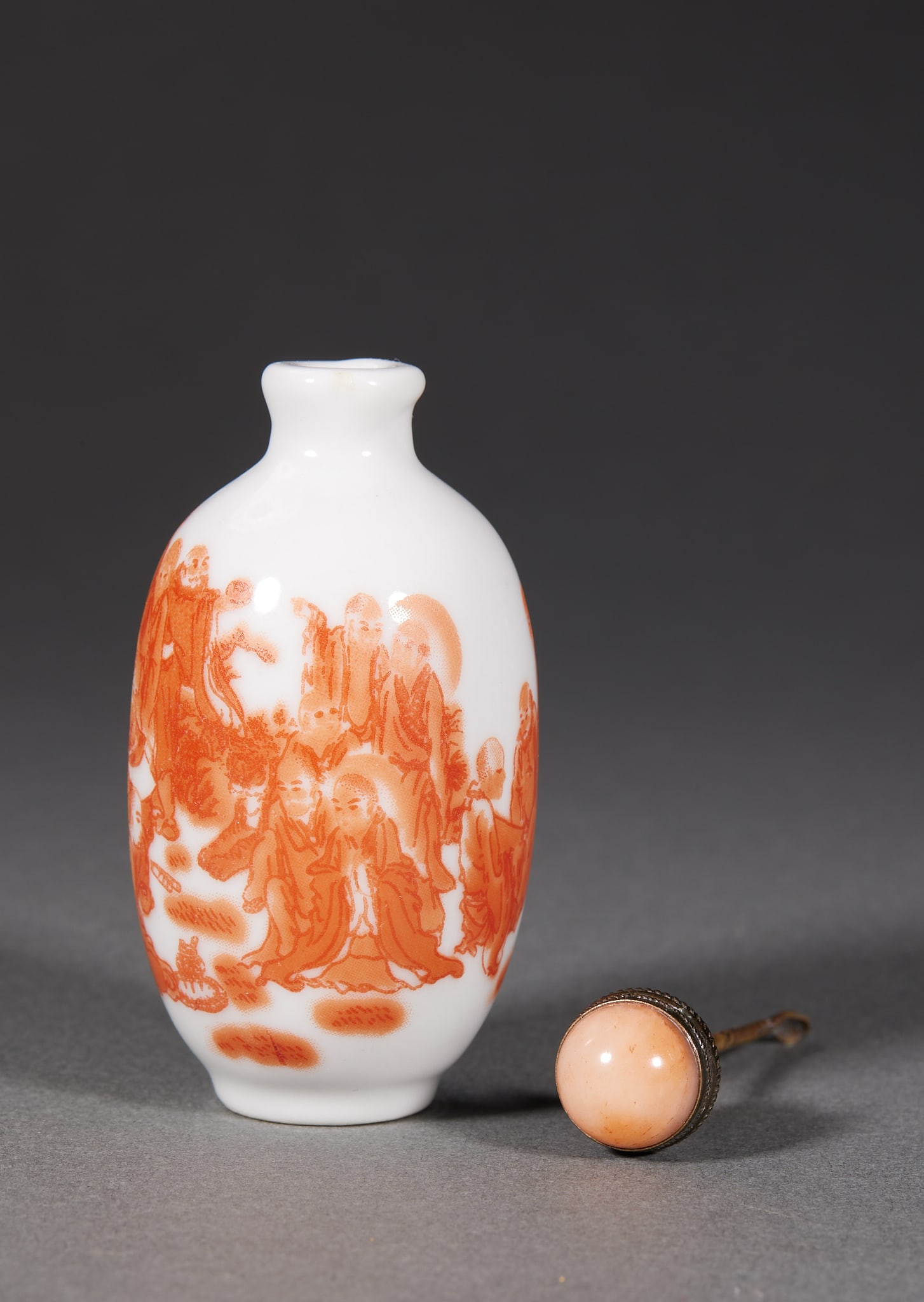 Qing Iron-Red Arhat Snuff Bottle - 7