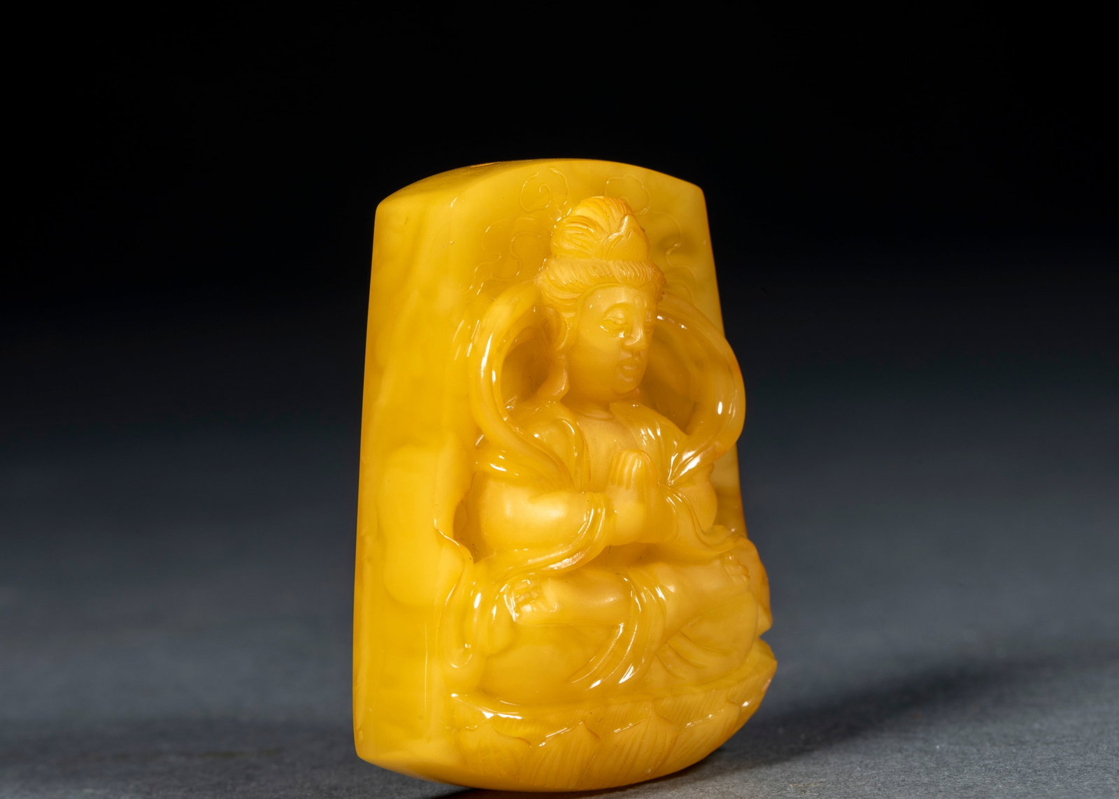 Amber Guanyin Plaque - 3