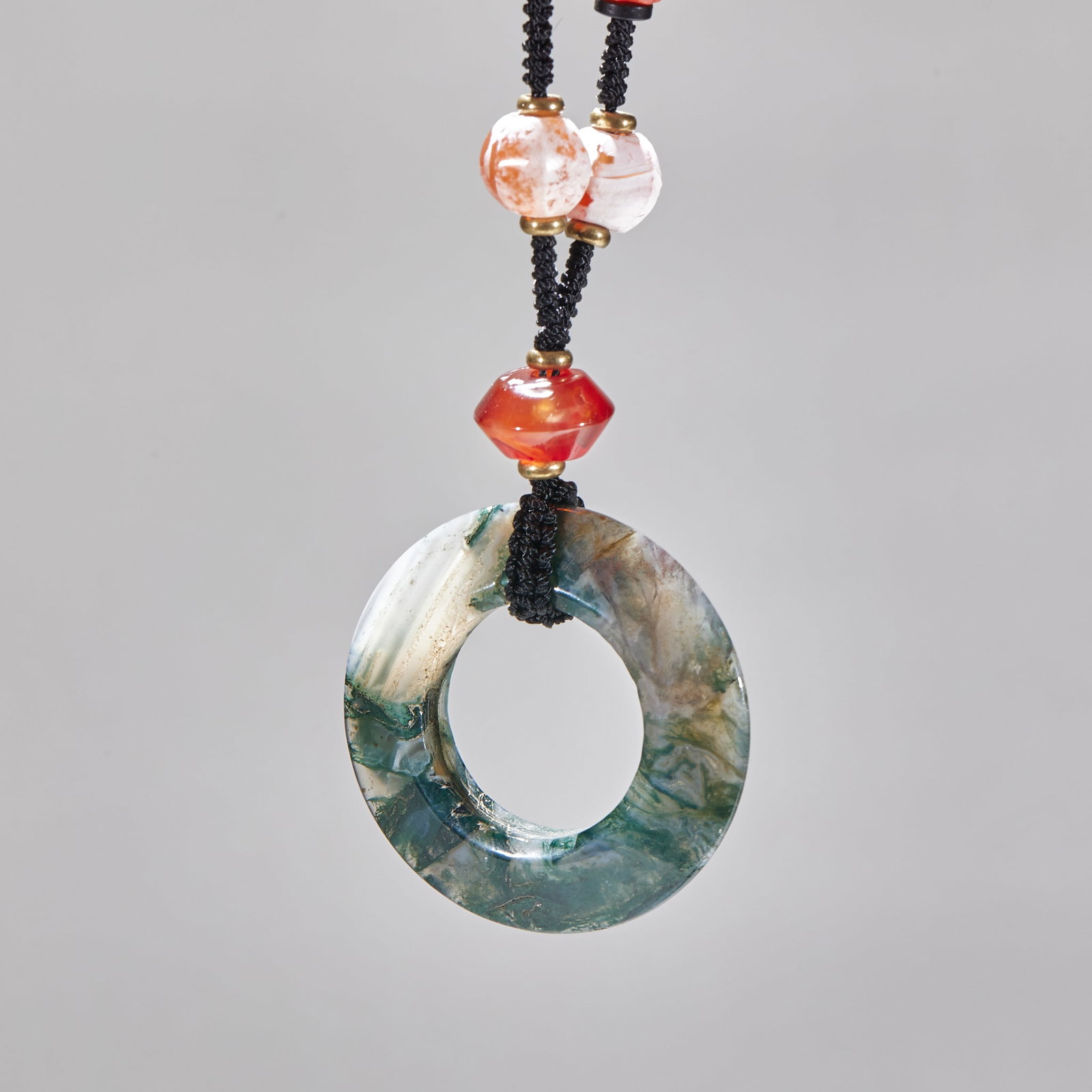 Agate Ring Pendant with Beads - 6