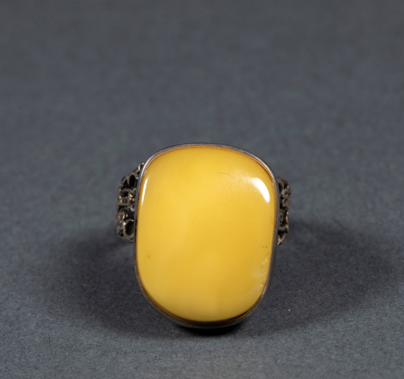 Amber Silver Ring - 2