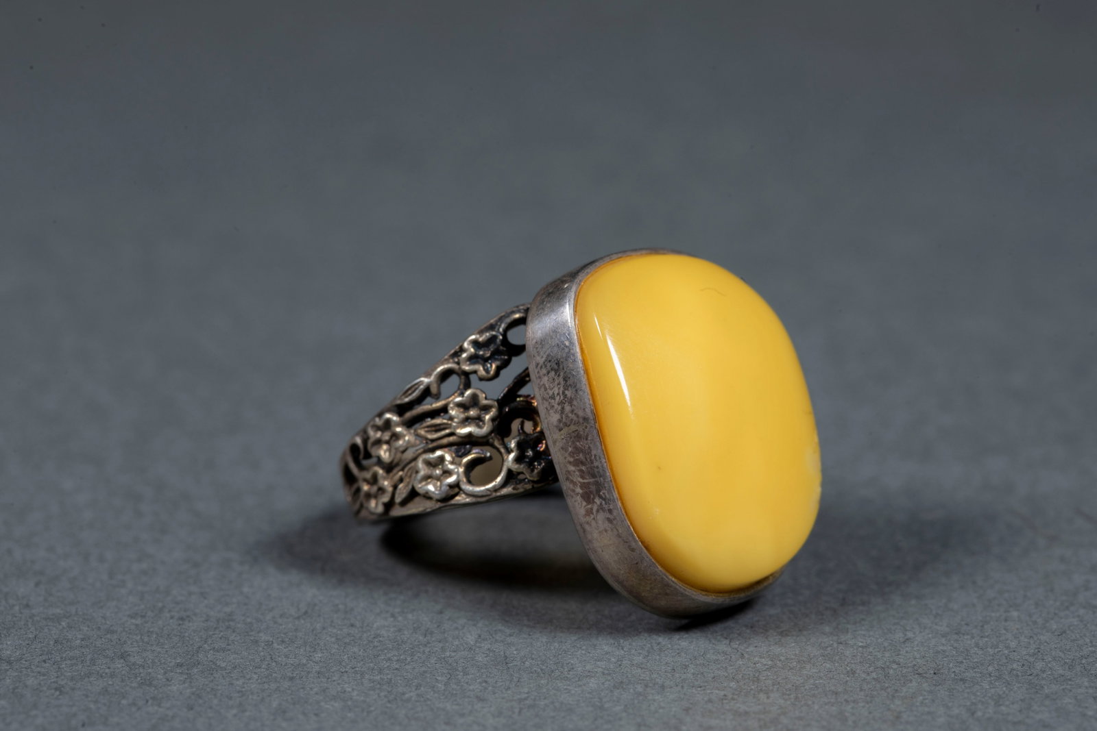 Amber Silver Ring - 3