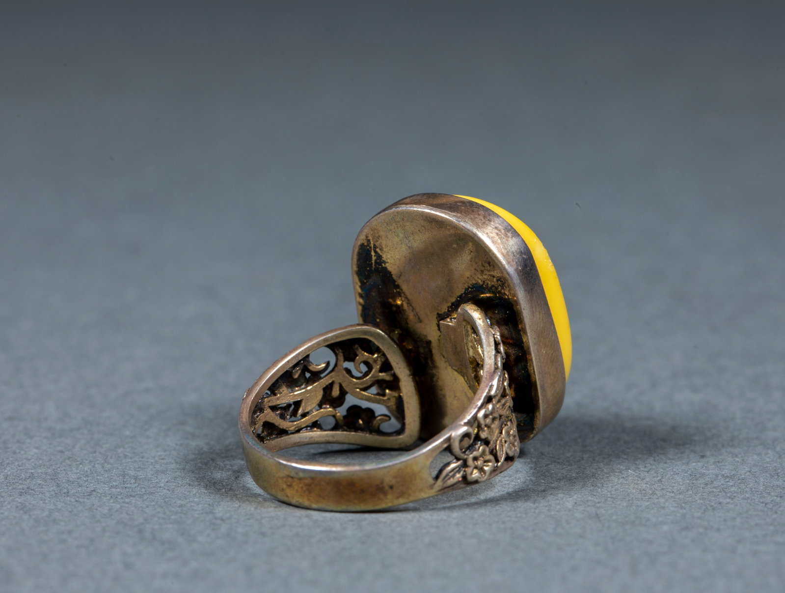 Amber Silver Ring - 5