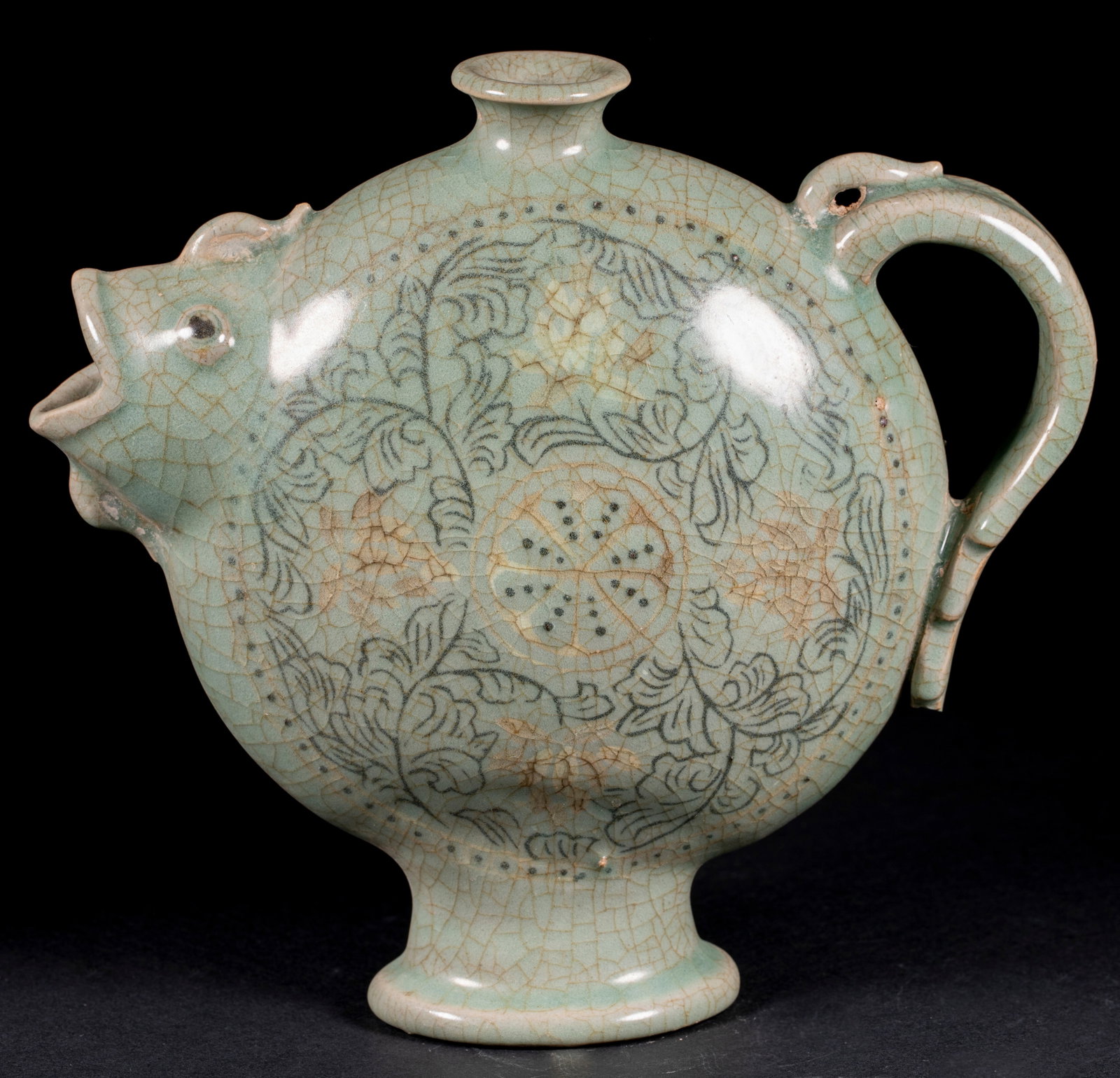Goryeo Celadon Fish-Head Moon Flask - 10