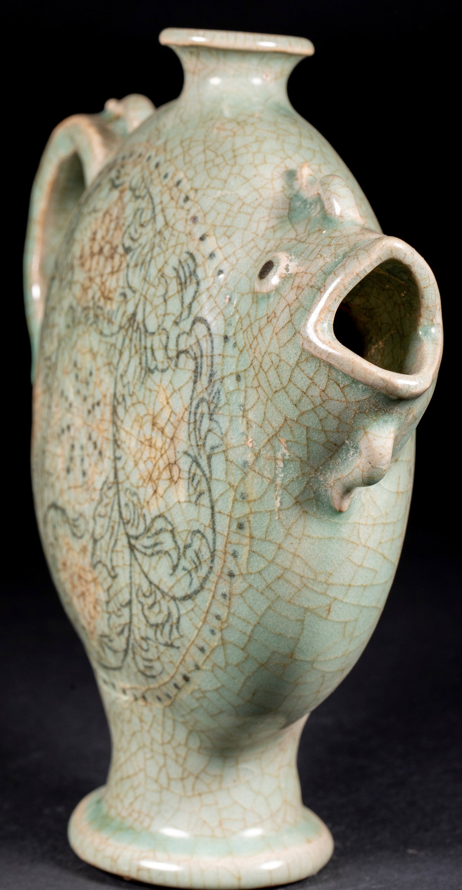Goryeo Celadon Fish-Head Moon Flask - 9