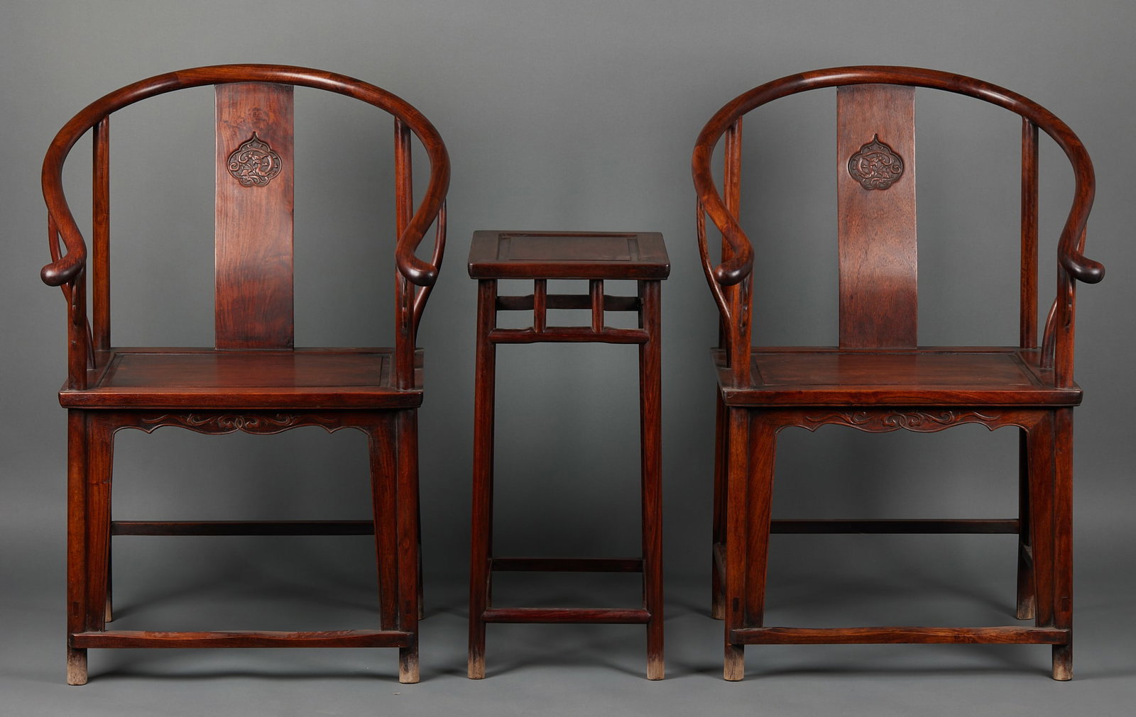 Rosewood Beast-Carved Round-Back Chair and Tea-Table Set (1 of 15)