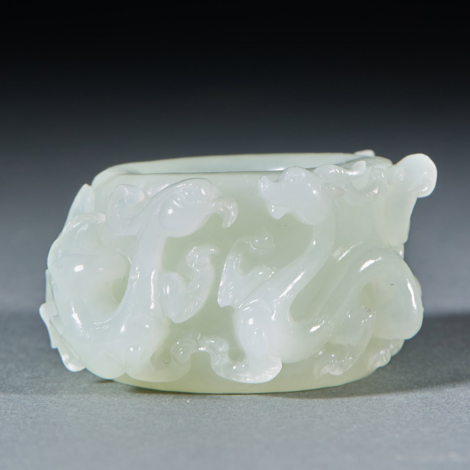 Hetian White-Jade High-Relief Thumb Ring (1 of 6)