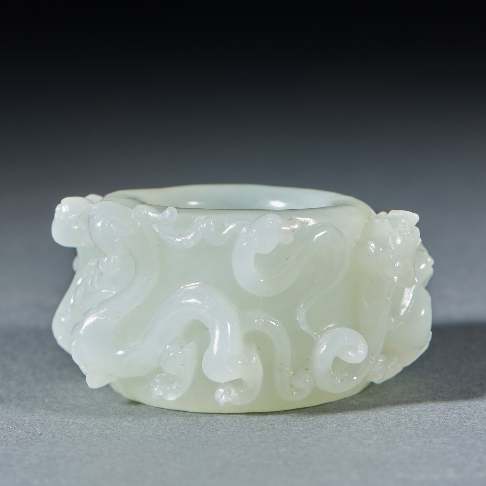 Hetian White-Jade High-Relief Thumb Ring - 2