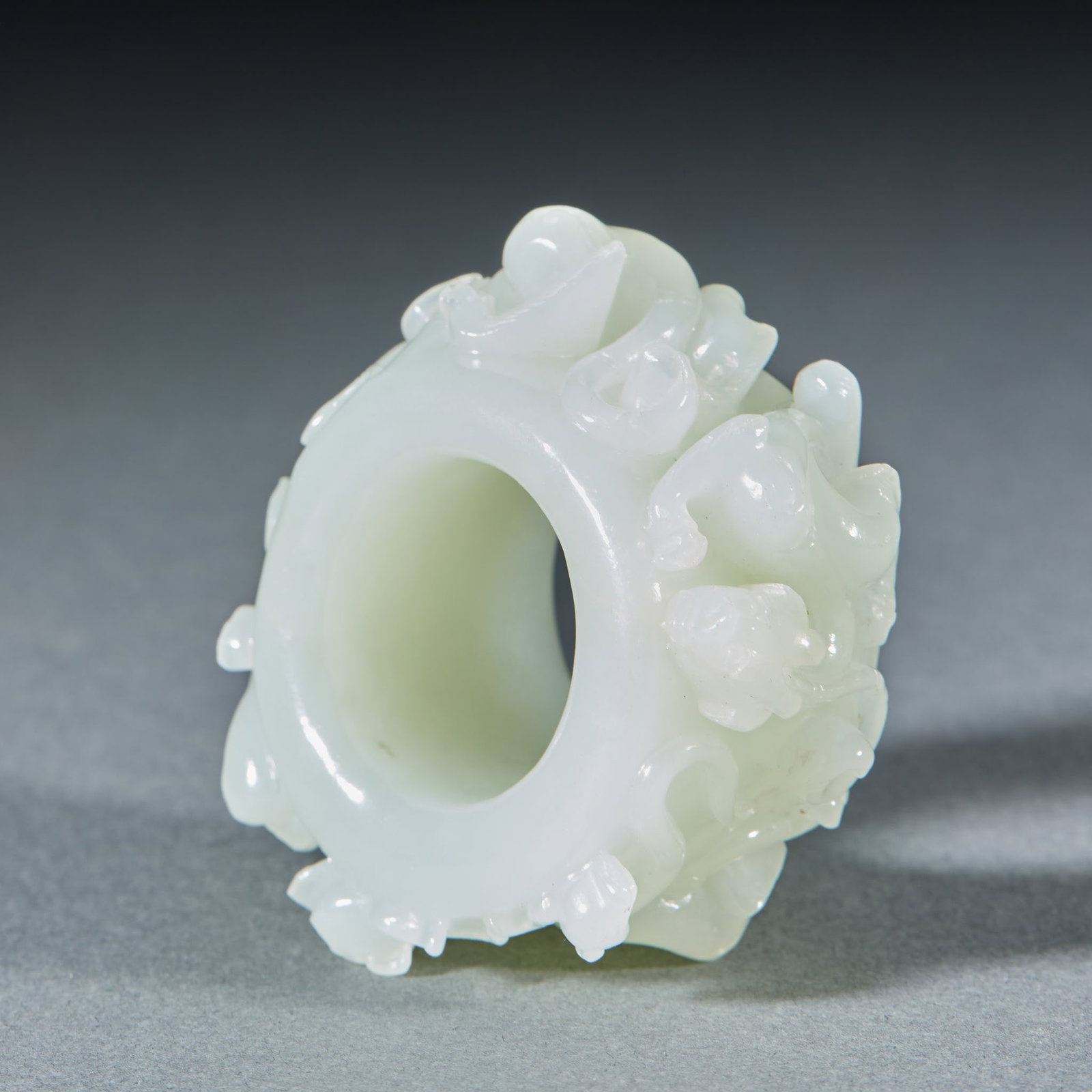 Hetian White-Jade High-Relief Thumb Ring - 5