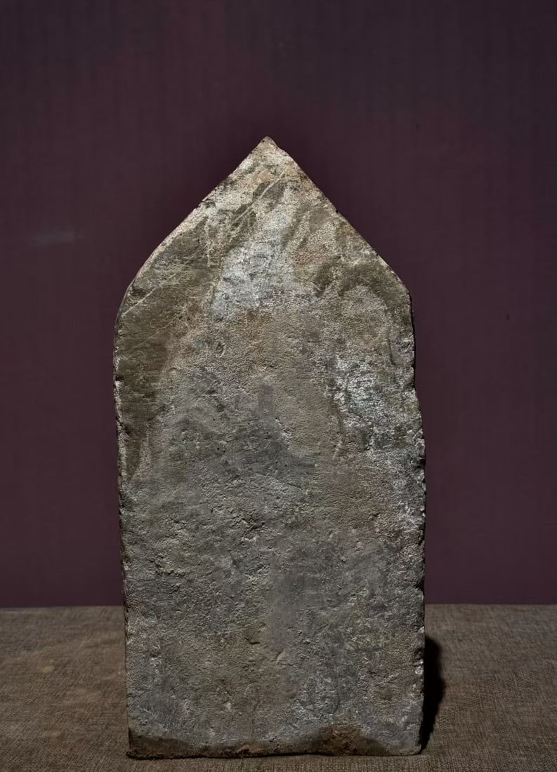 Grey-Stone Buddha with Backrest - 2