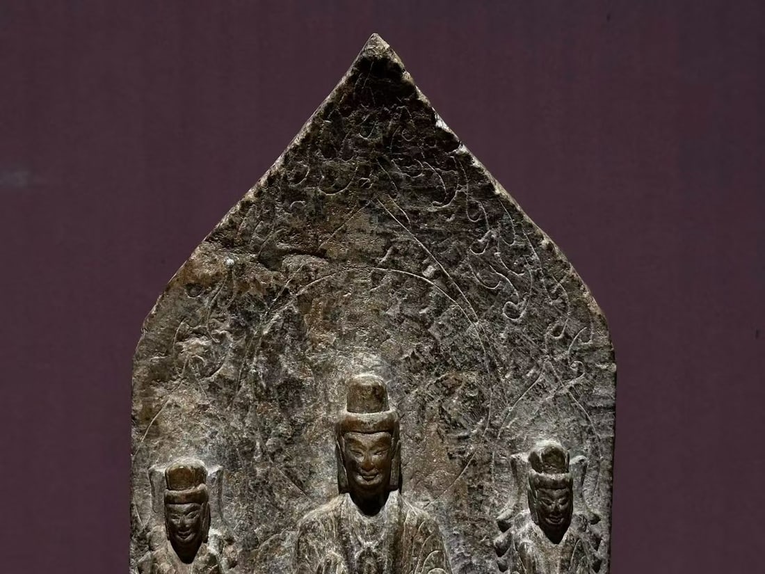 Grey-Stone Buddha with Backrest - 4
