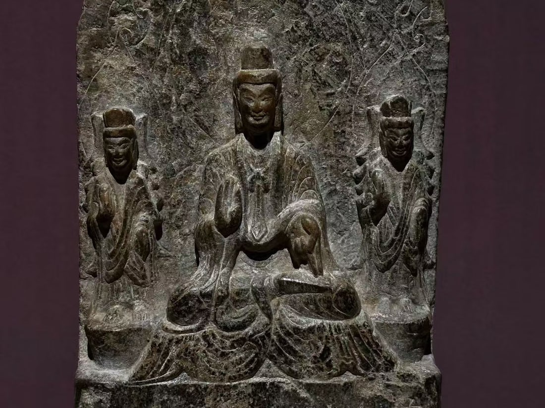 Grey-Stone Buddha with Backrest - 5