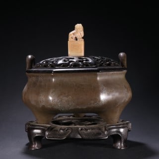 'Tian Zuo Baoyi'-Marked Copper Upright-Ear Octagonal Censer (1 of 9)