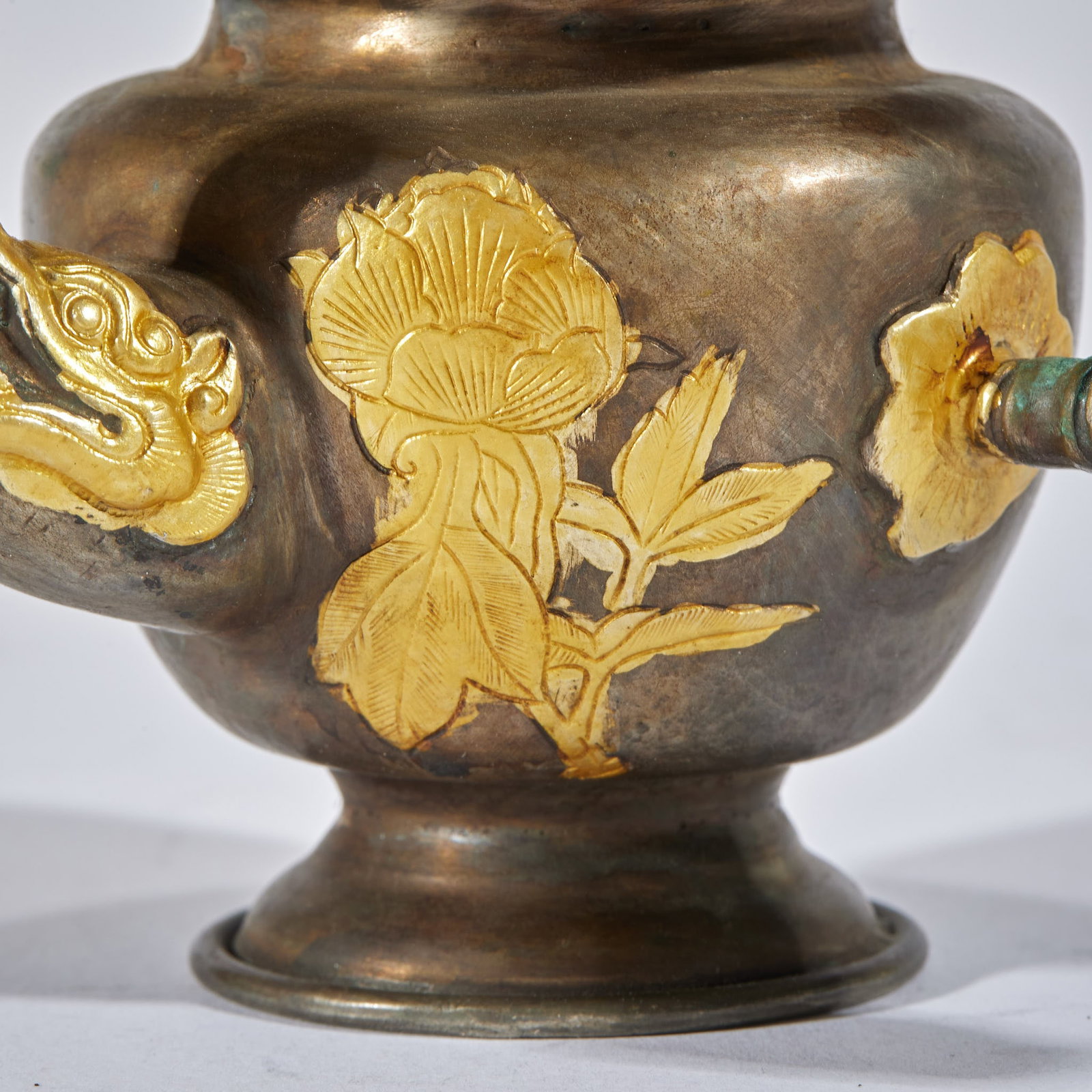 Partially Gilt Copper Dragon Hand-Held Ewer - 2