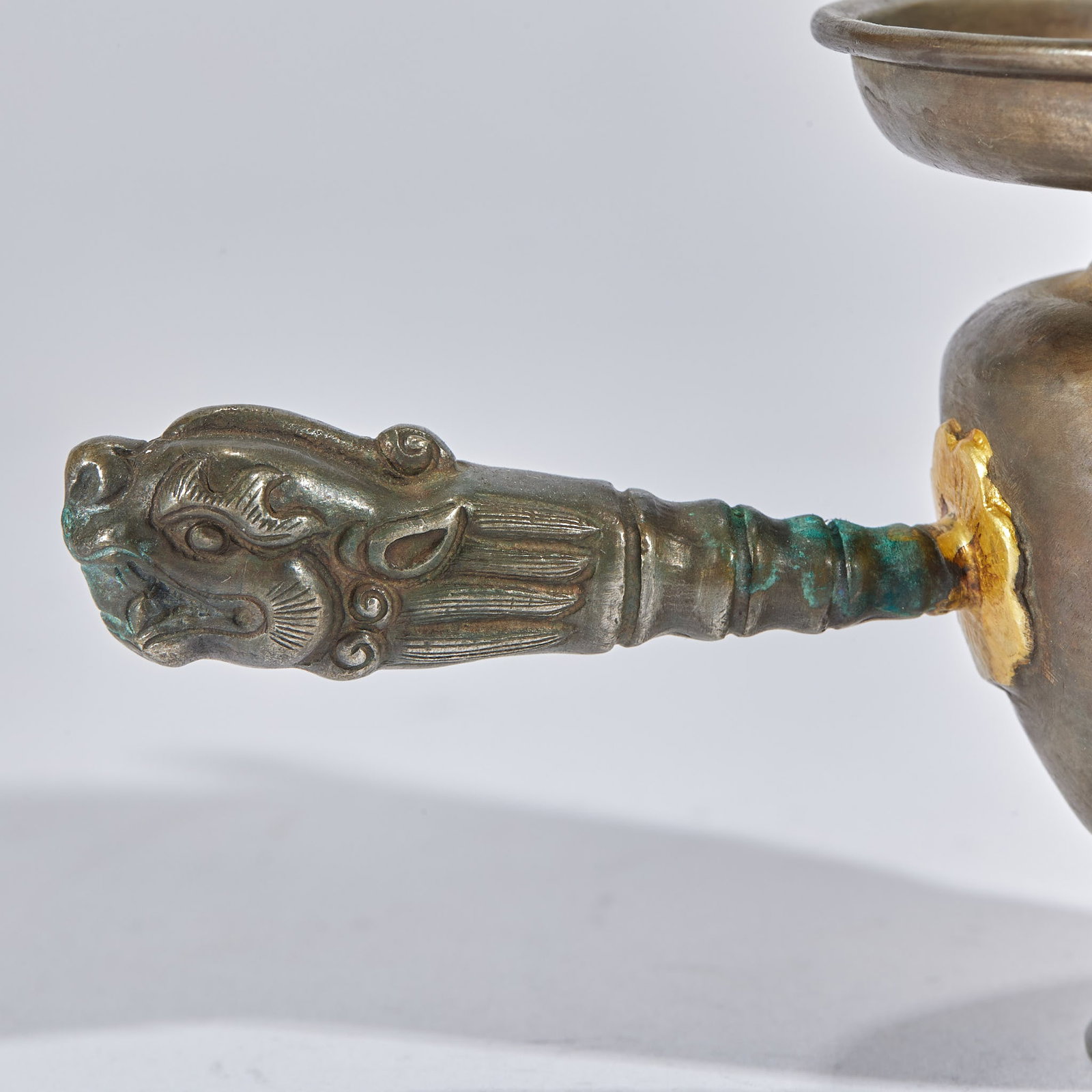 Partially Gilt Copper Dragon Hand-Held Ewer - 4