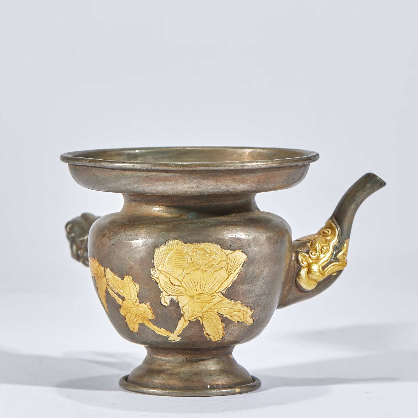 Partially Gilt Copper Dragon Hand-Held Ewer - 5