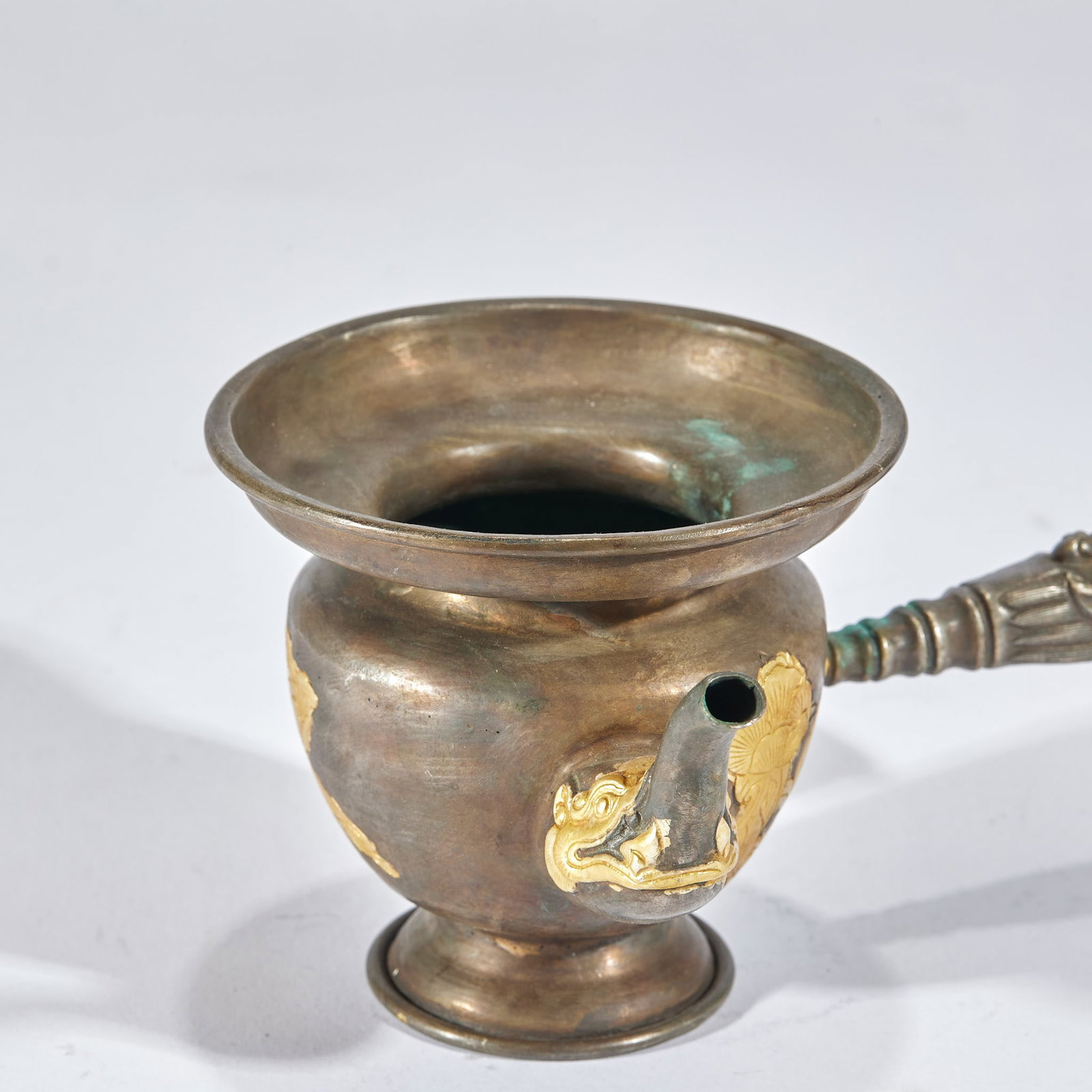 Partially Gilt Copper Dragon Hand-Held Ewer - 6