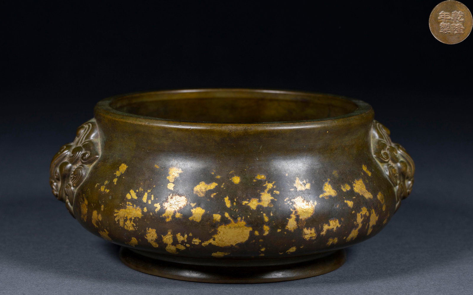 Qianlong Twin-Lion-Ear Gold-Splashed Incense Burner (1 of 8)