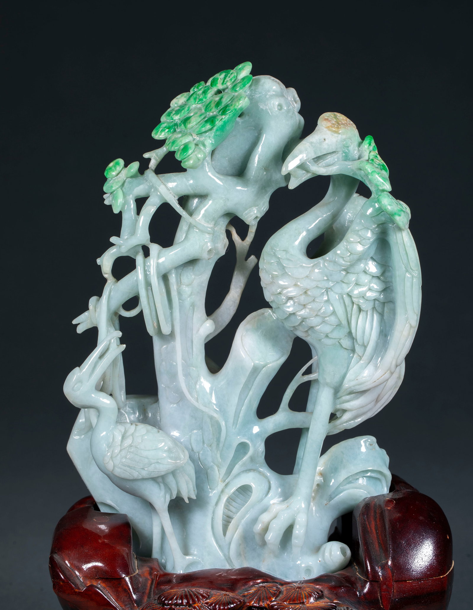 Jadeite Pine-Crane Extending-Years Ornament - 2