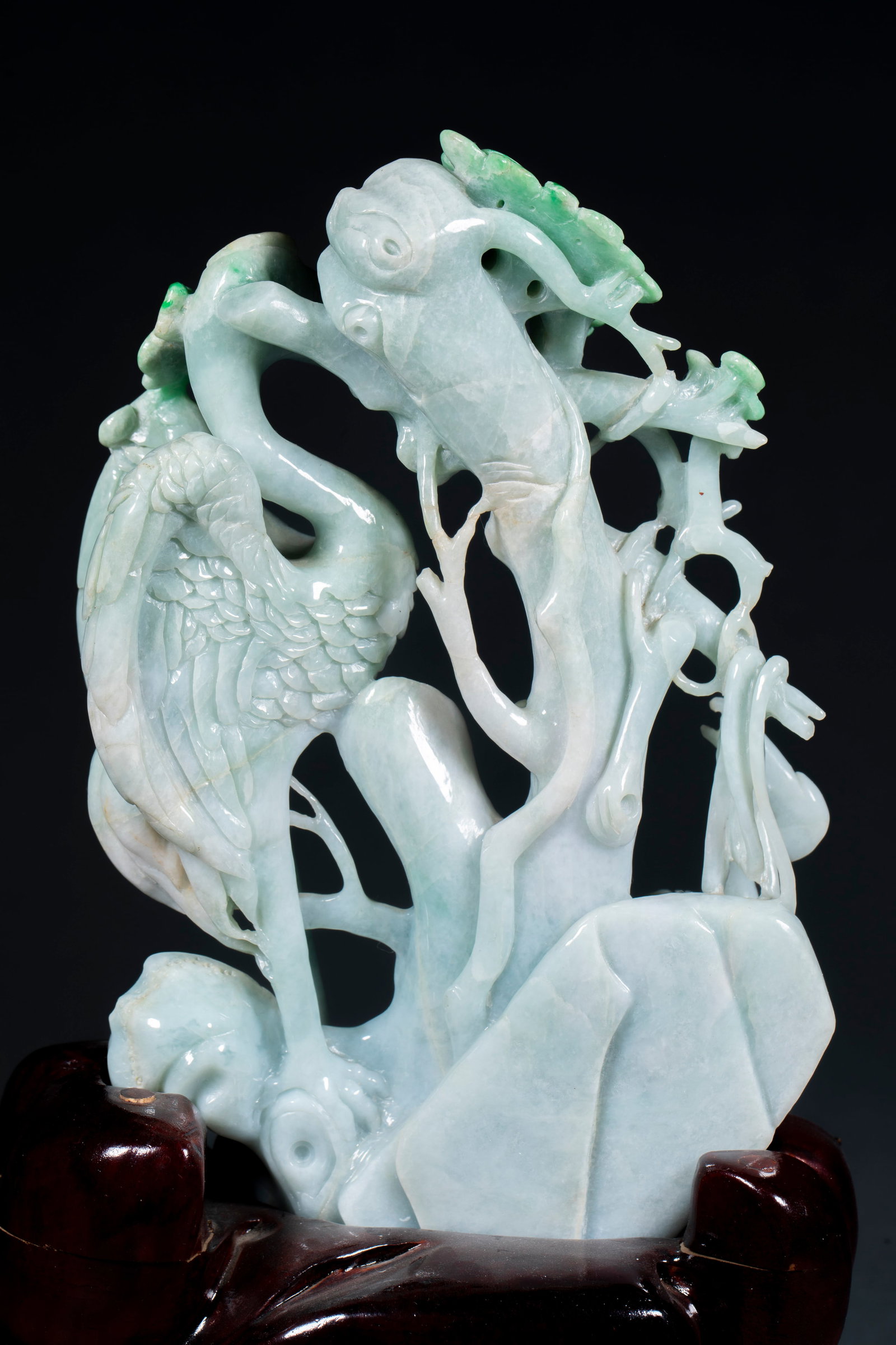 Jadeite Pine-Crane Extending-Years Ornament - 7