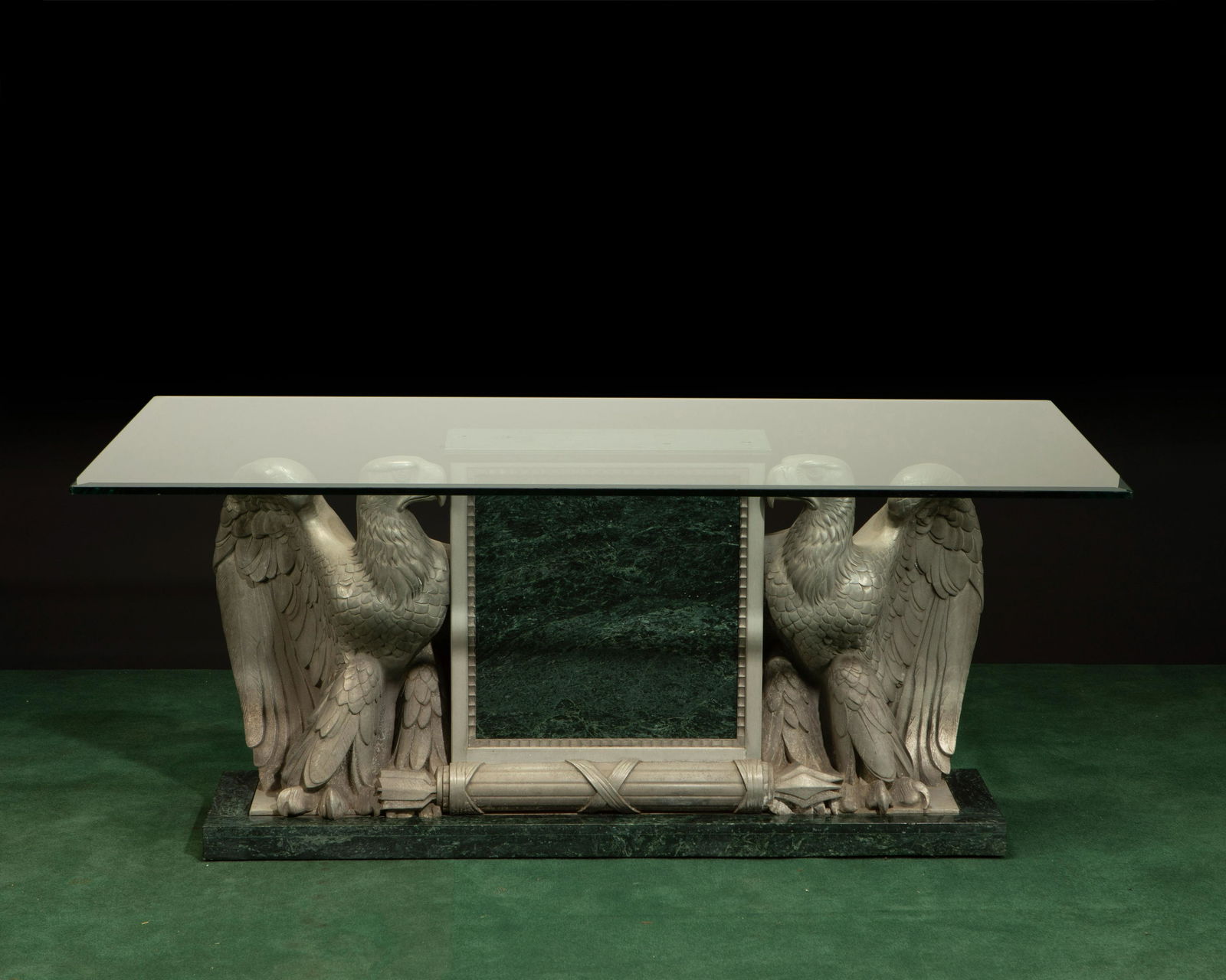 A metal and marble double-eagle table (1 of 3)