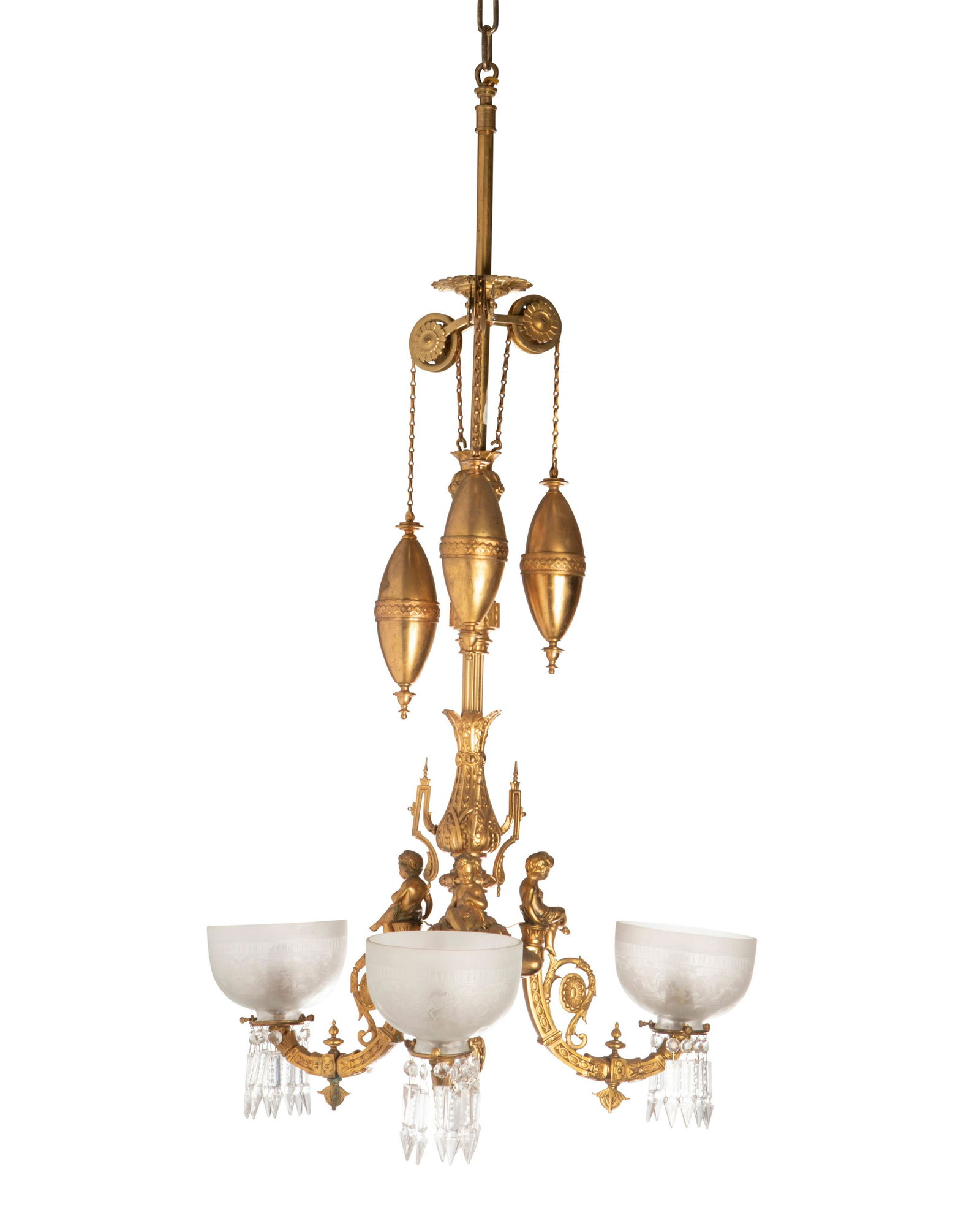 A Victorian gilt-bronze chandelier (1 of 2)