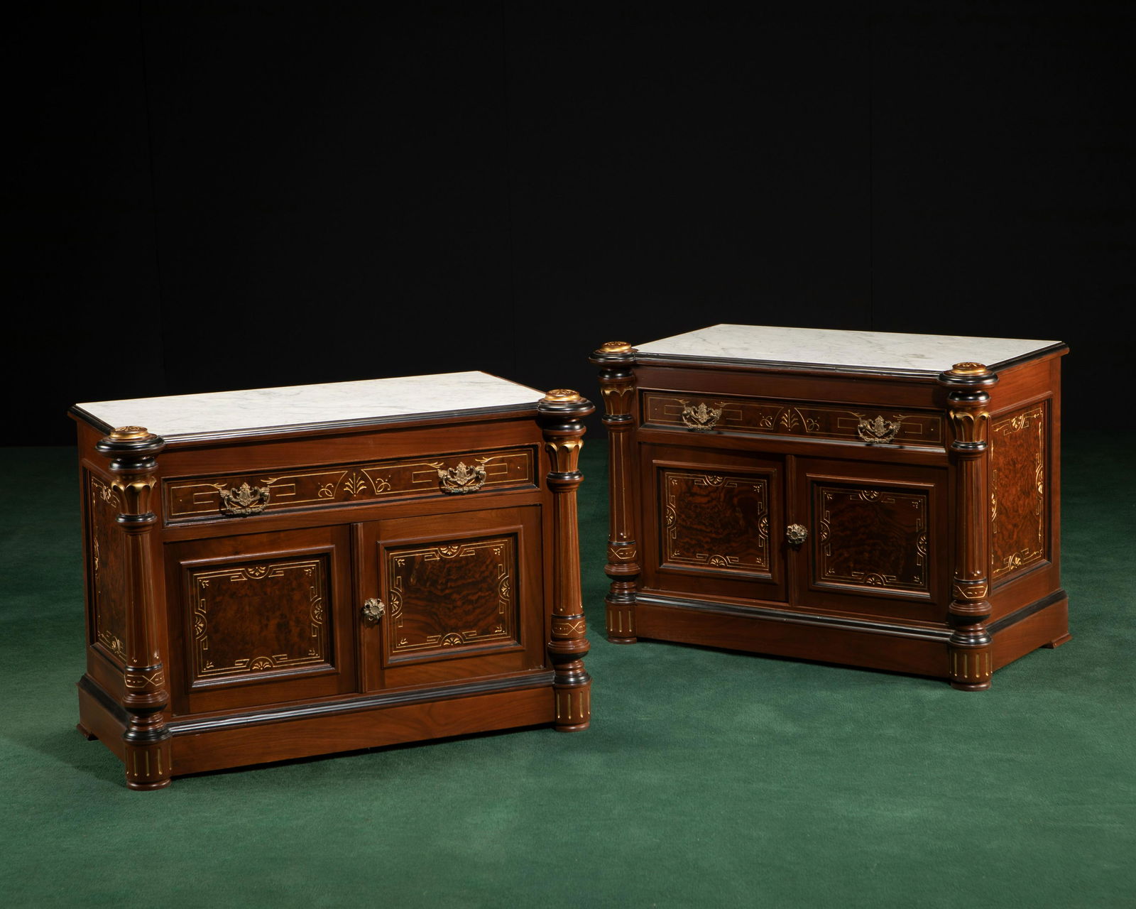 A pair of American Victorian Renaissance Revival side chests (1 of 5)