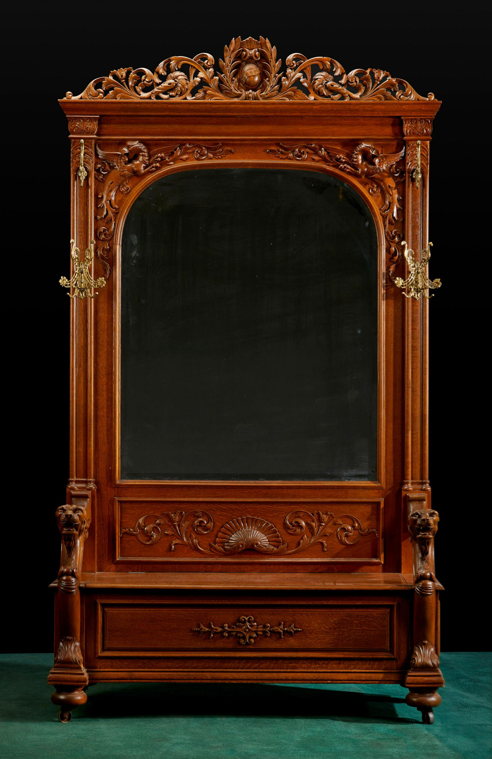 An American oak hall bench (1 of 7)