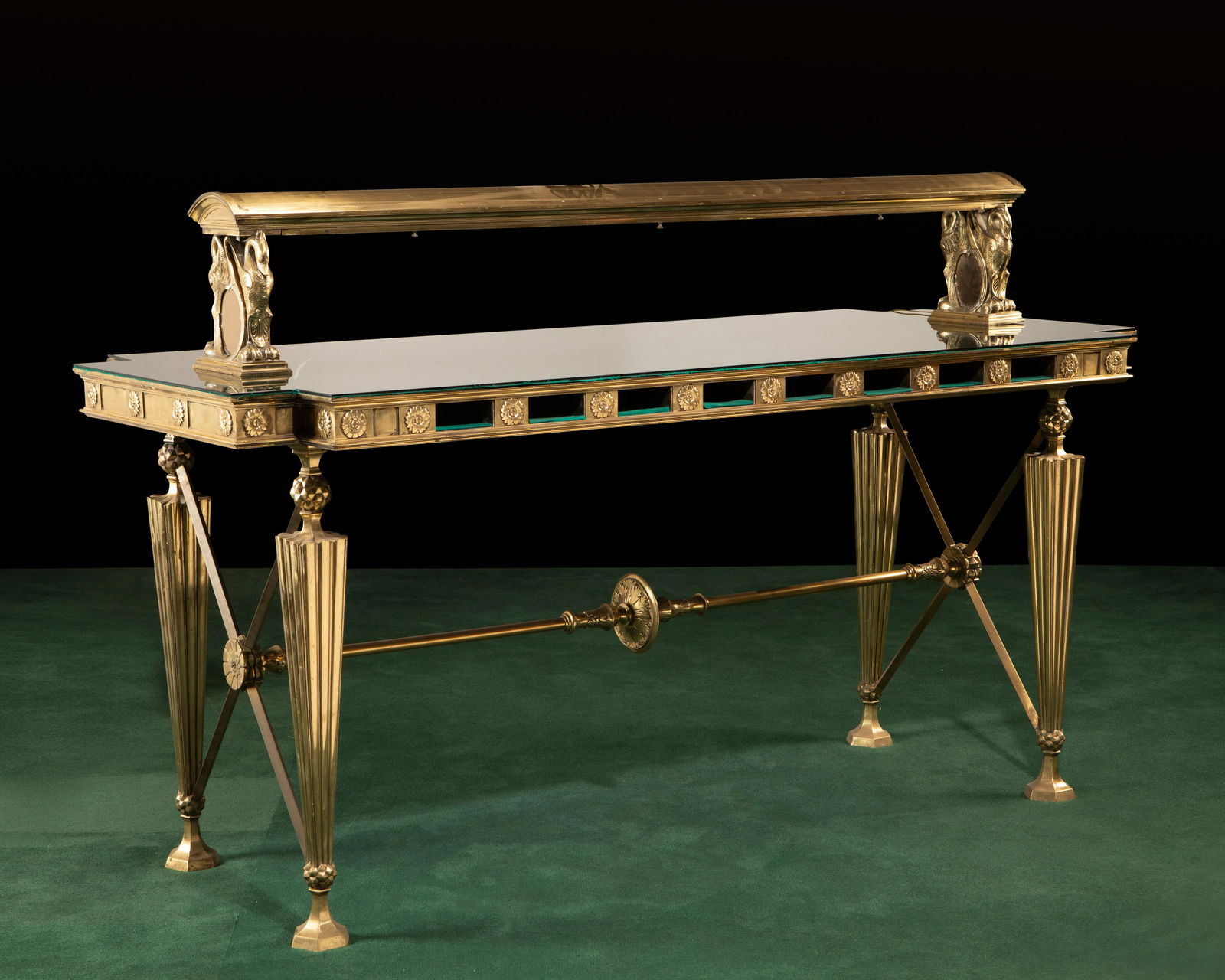 An American brass and glass banking table (1 of 5)
