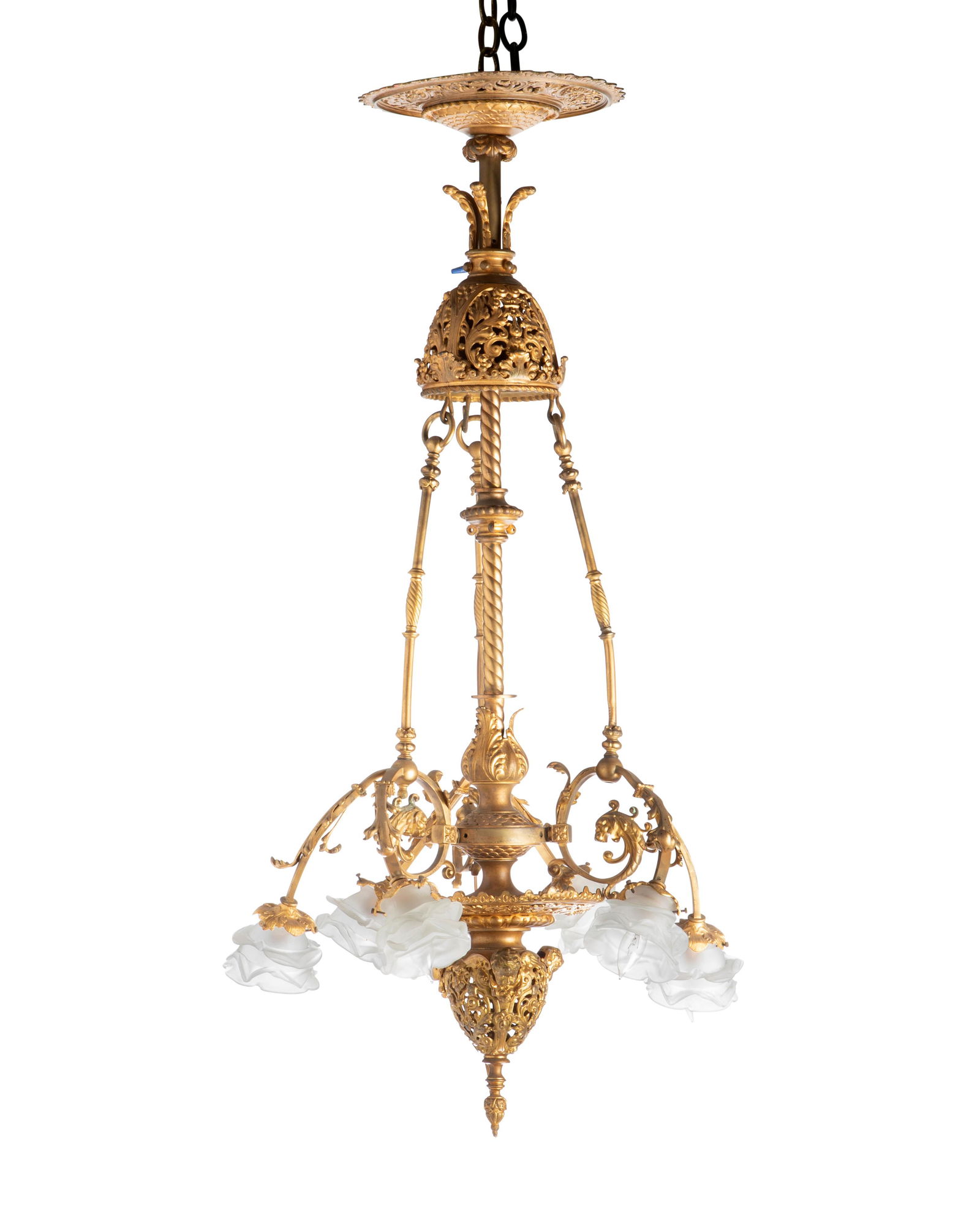 An American Victorian gilt-metal chandelier (1 of 2)