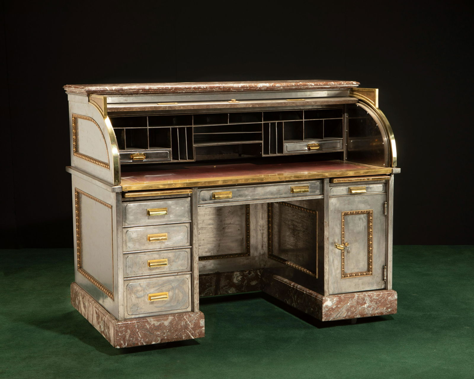 A steel and brass roll-top desk (1 of 4)