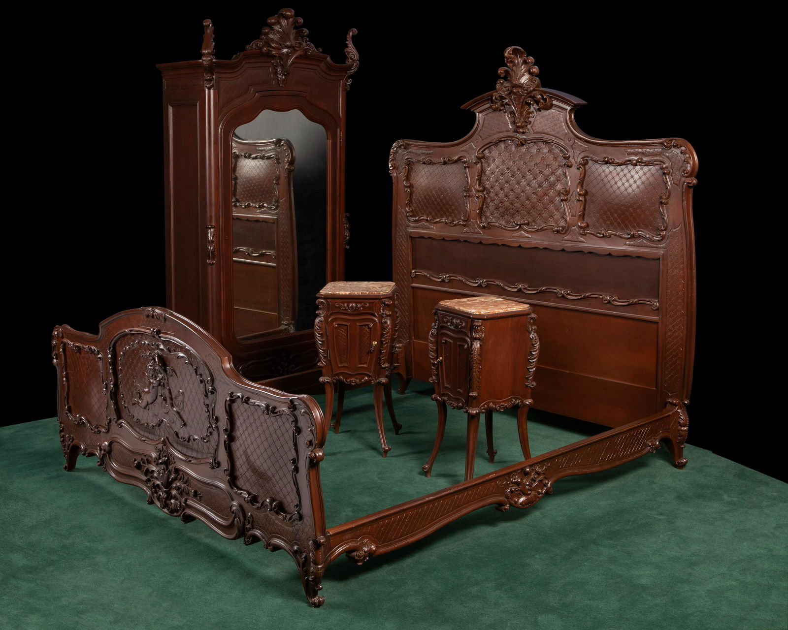 An assembled Rococo Revival-style bedroom set (1 of 7)
