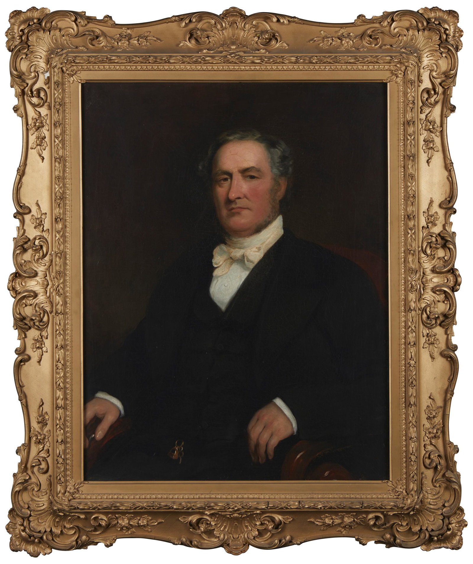 19th Century Continental School, 19th Century Continental School: 19th Century Continental School Portrait of a Gentleman Oil on canvas laid to canvas Unsigned 36.5" H x 28.25" W