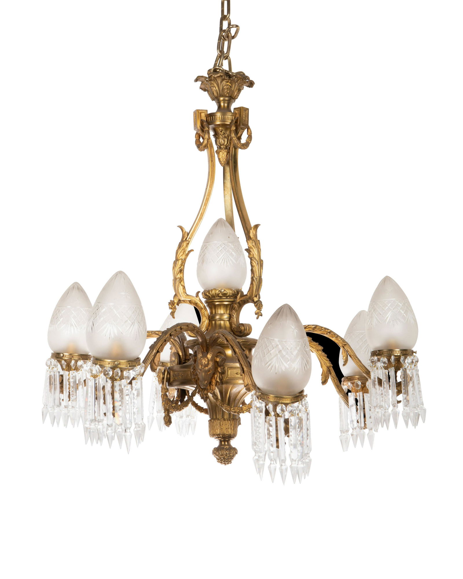 A French Napoleon III bronze and glass chandelier (1 of 2)