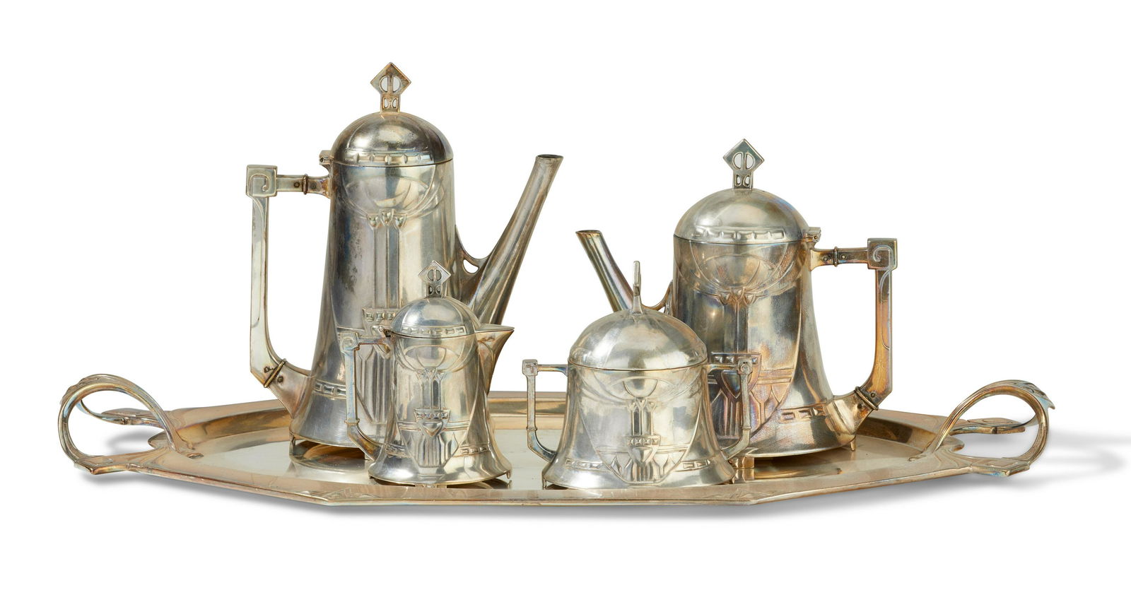 A WMF Jugendstil silver plate tea service (1 of 5)
