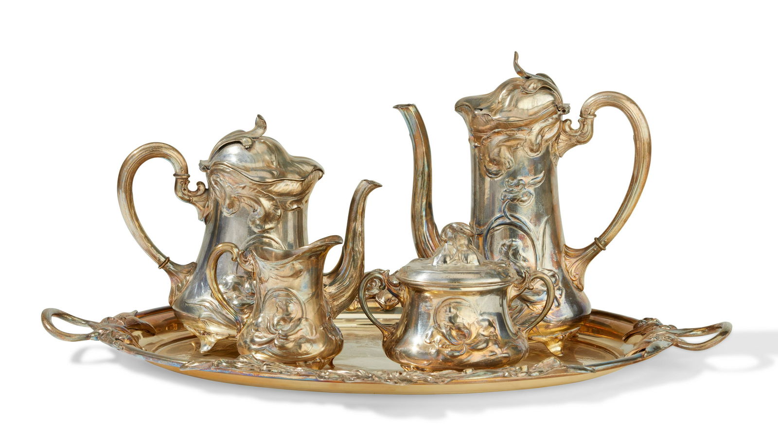 A WMF Jugendstil silver plate tea set (1 of 4)