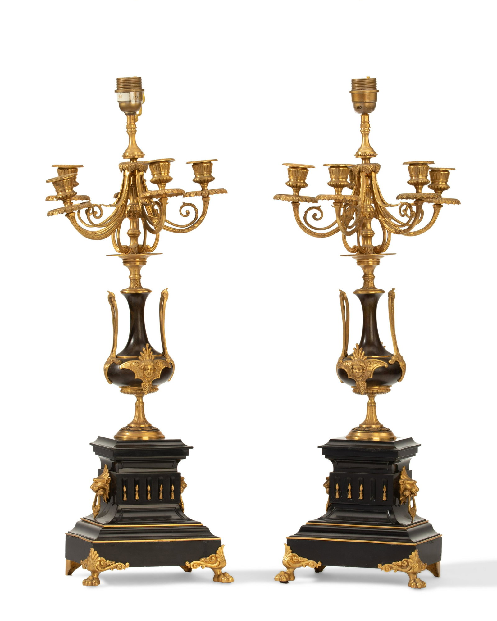 A pair of Continental bronze table lamps (1 of 6)