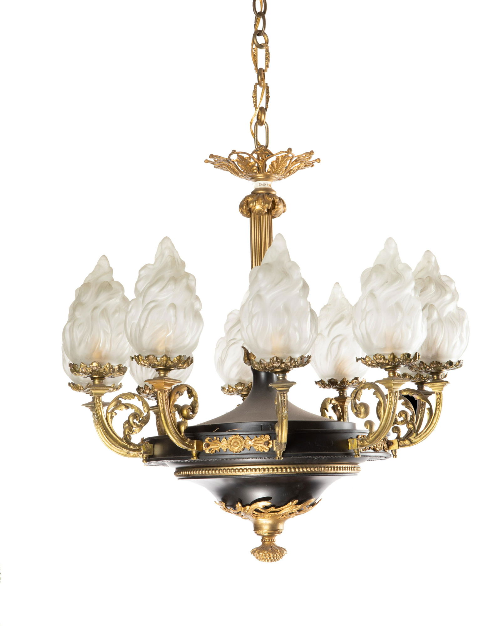 An Empire-style two-tone patinated metal chandelier (1 of 1)