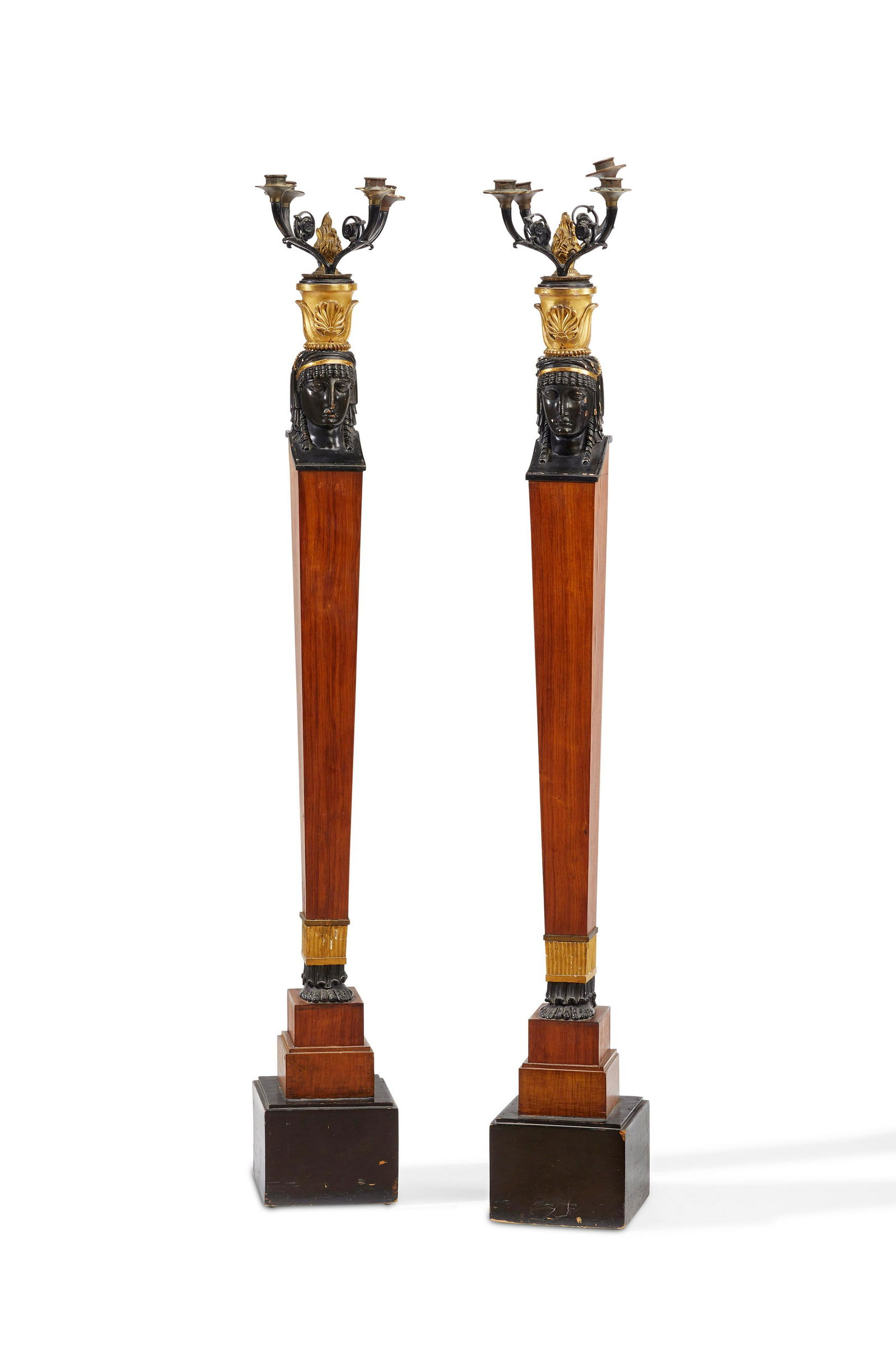 A pair of Empire-style mahogany floor standing candelabra (1 of 9)