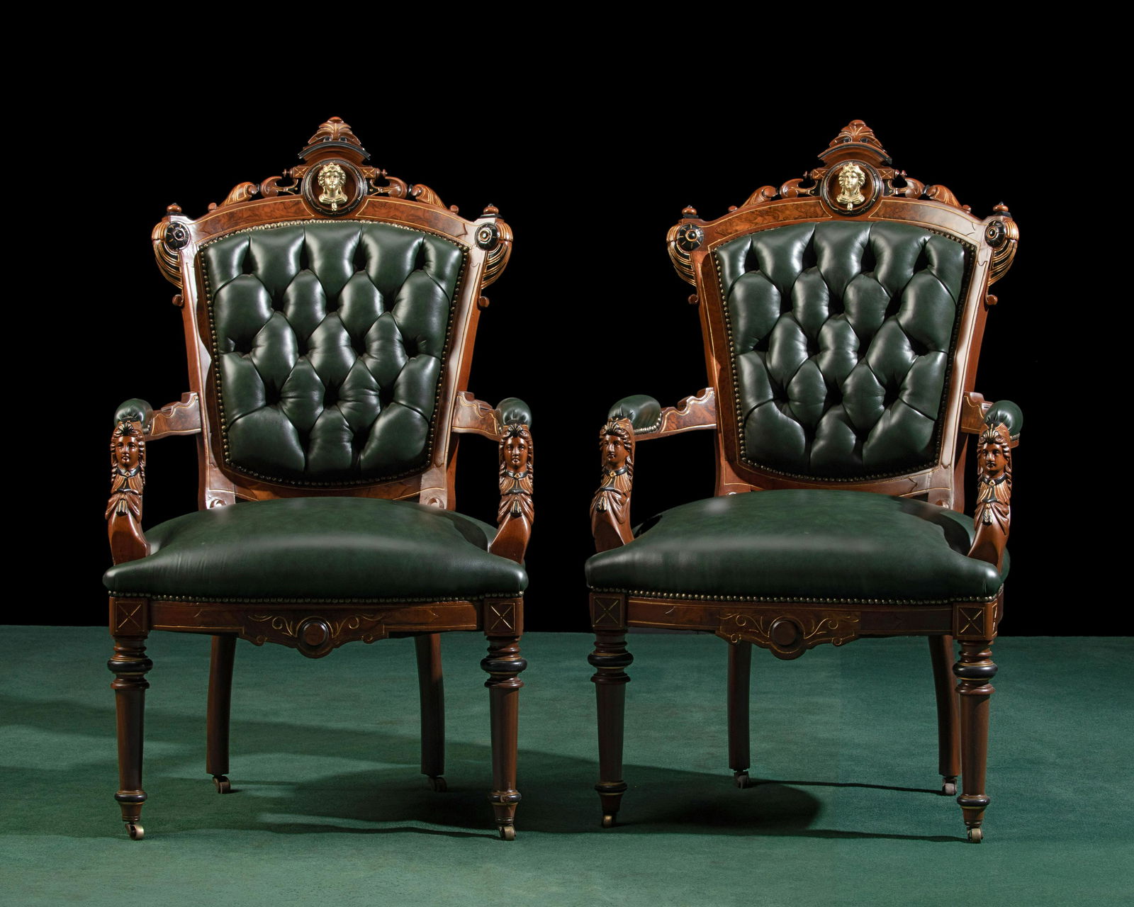 A pair of American Victorian Renaissance Revival armchairs (1 of 5)