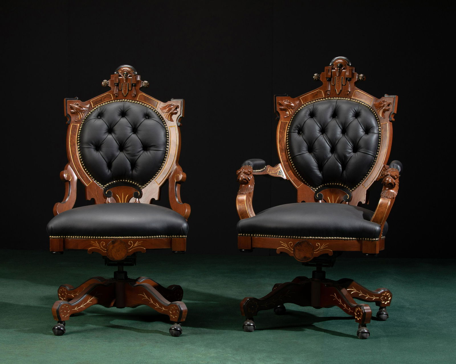 A near-pair Victorian Renaissance Revival chairs (1 of 5)