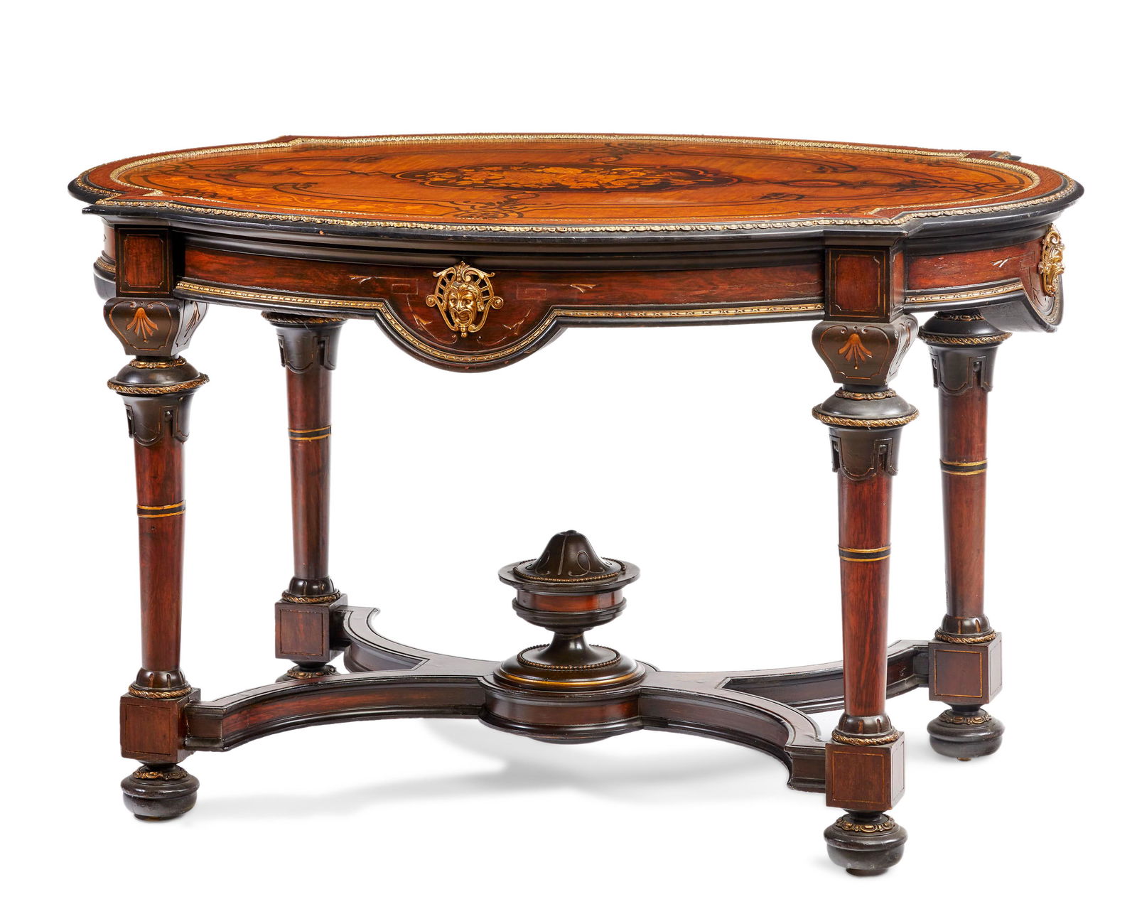 An American Victorian Renaissance Revival inlaid center table (1 of 10)