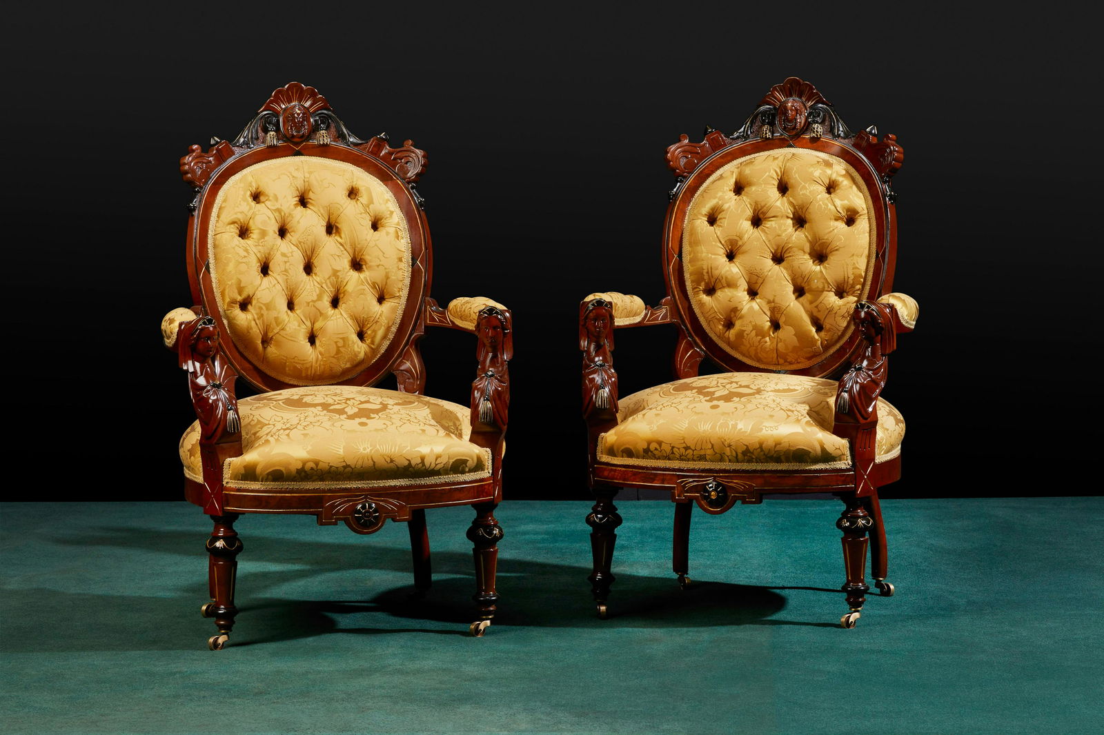 A pair of Eastlake Victorian armchairs (1 of 7)