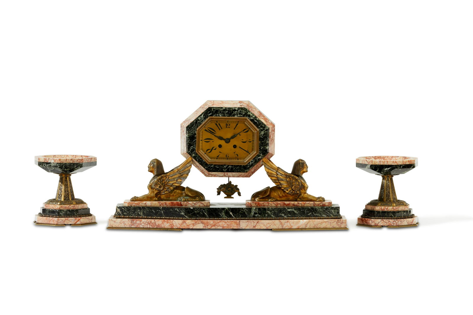 An Egyptian Revival clock and garniture set (1 of 5)