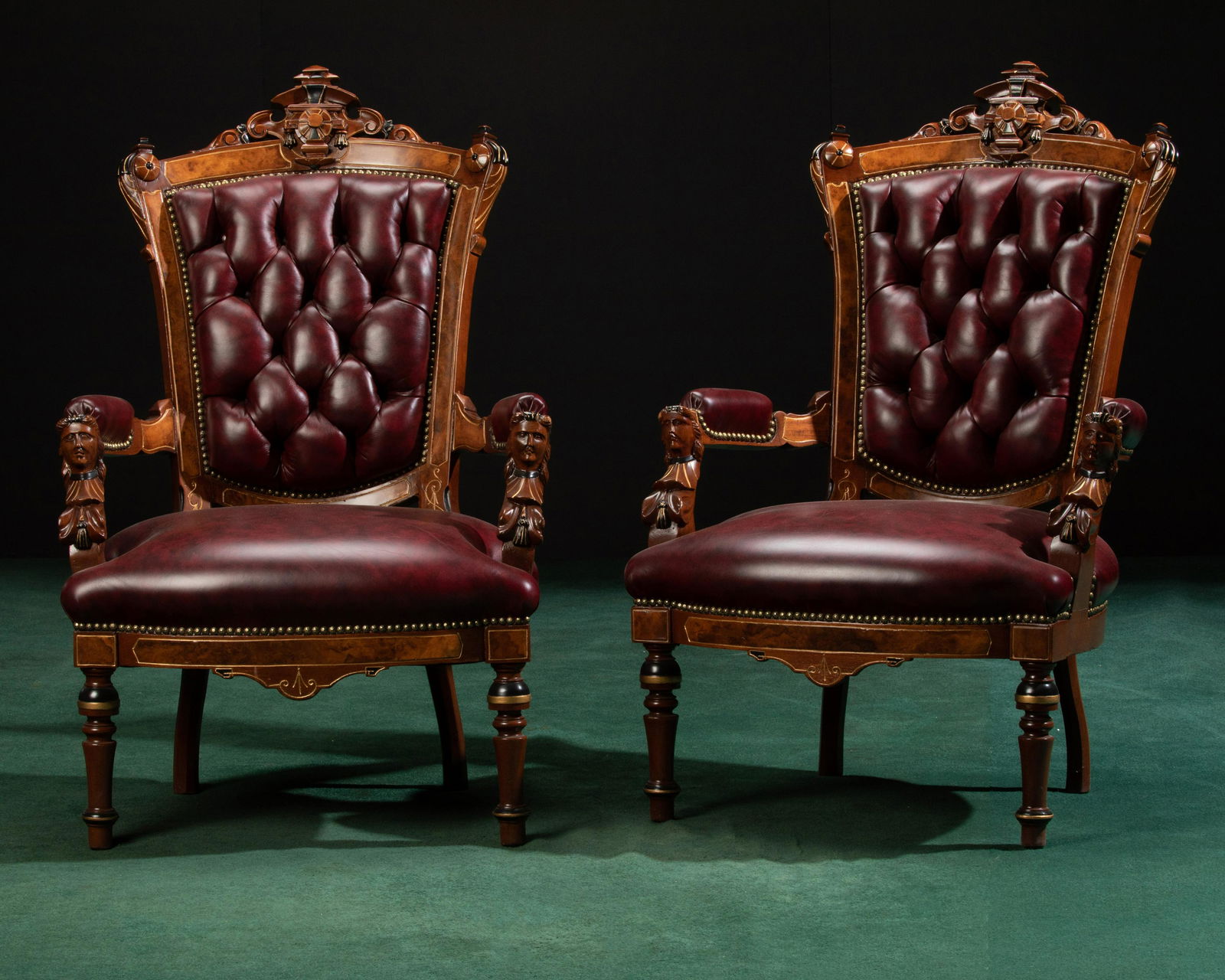 A pair of American Victorian Renaissance Revival armchairs (1 of 5)