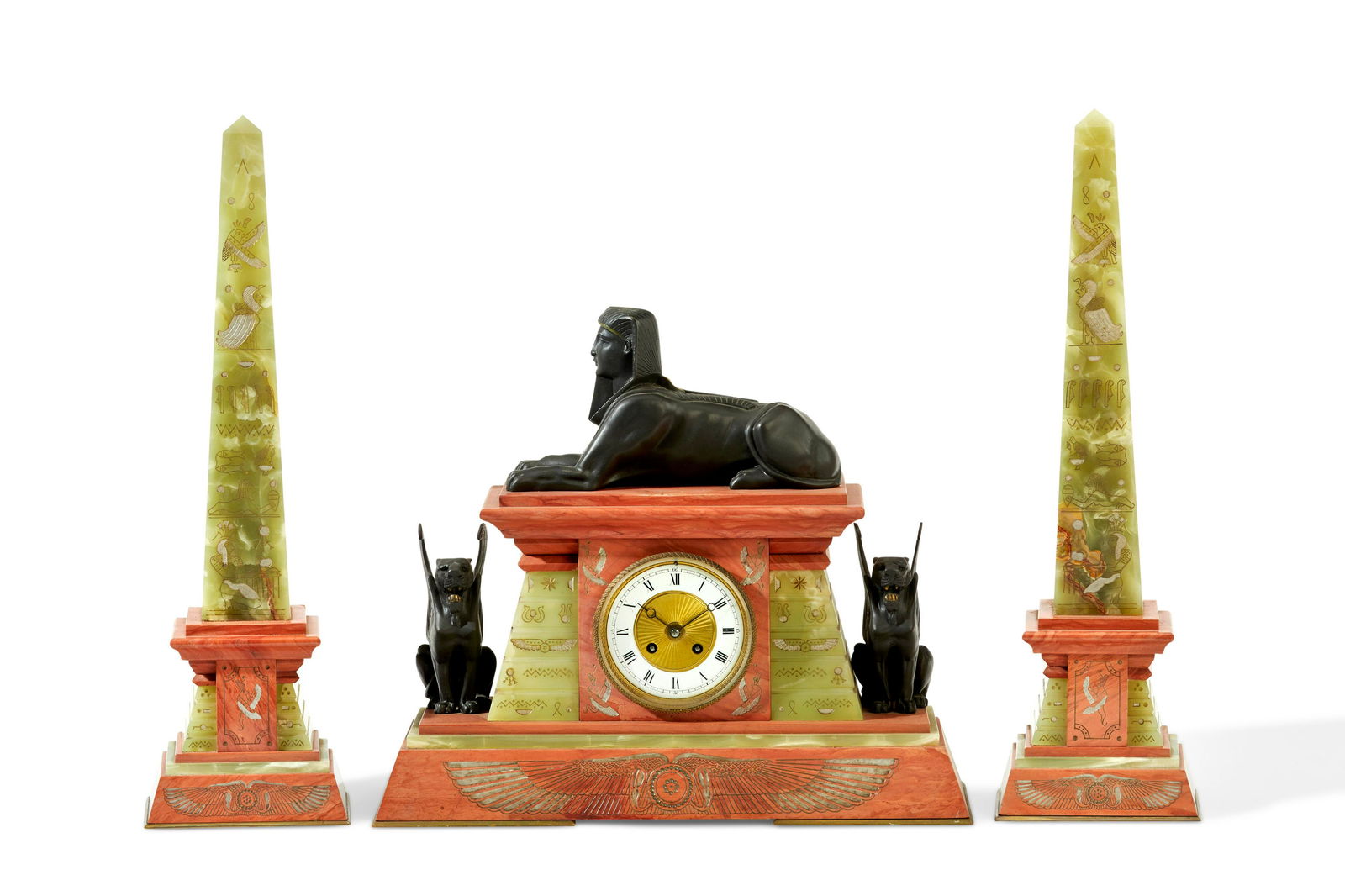 A French Egyptian Revival clock and garniture set (1 of 8)