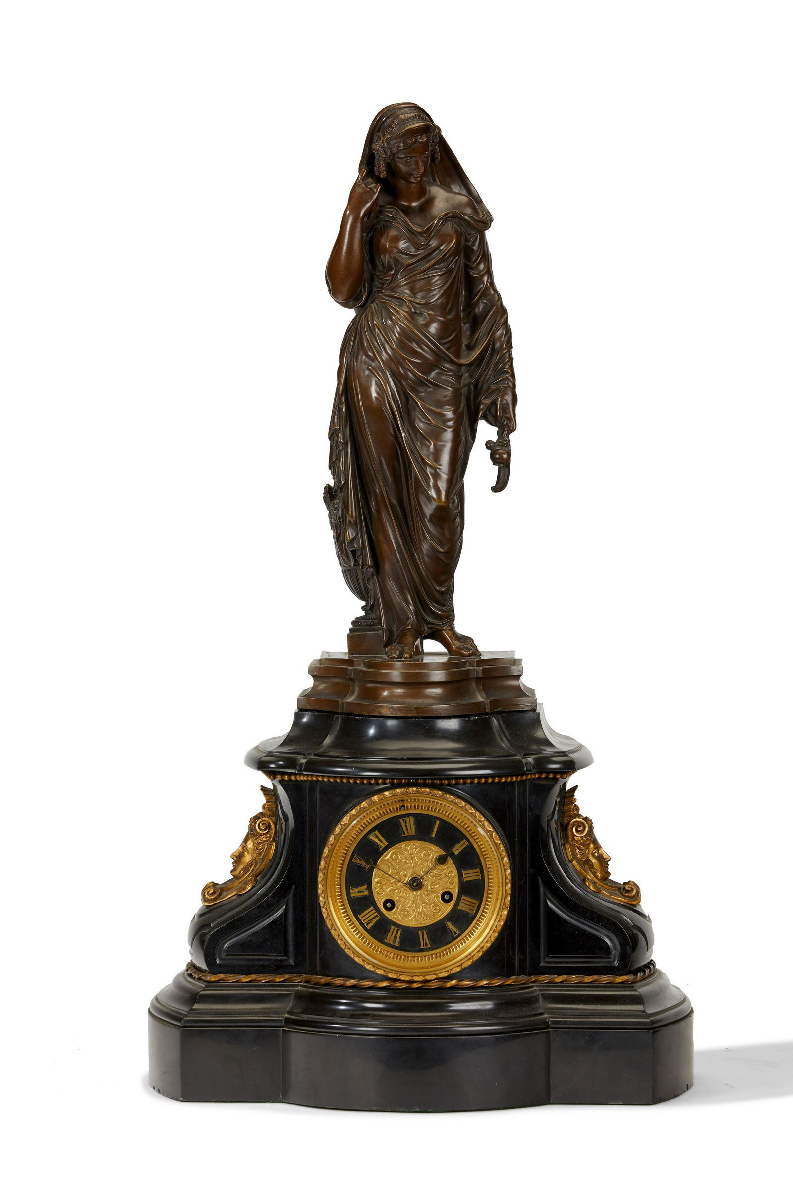 A Victorian slate and bronze mantel clock (1 of 5)