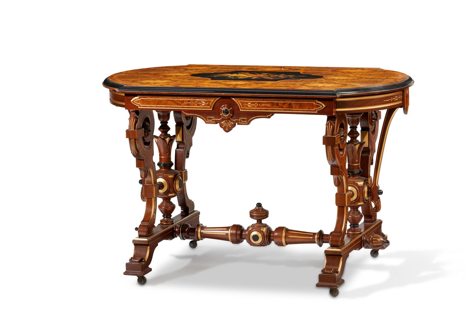 A Renaissance Revival inlaid parlor table (1 of 7)